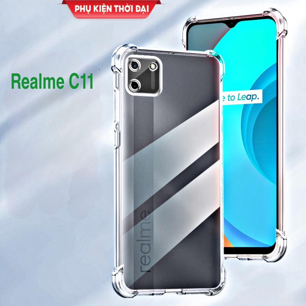 Ốp lưng Realme C11 dẻo trong suốt lồi 4 góc chống sốc ôm khít máy hạn chế ố vàng