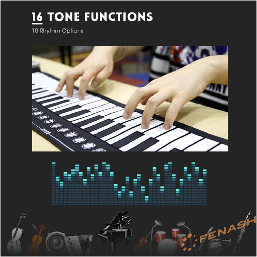 FE Portable 49-Key Flexible Silicone Roll Up Piano Folding Electronic Keyboard