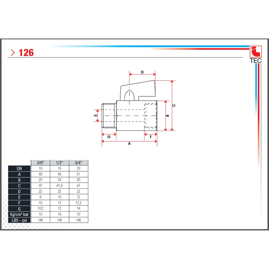 Van bi mini 1 đầu ren ngoài 1 đầu ren trong art.126 Italy áp lực 15kg