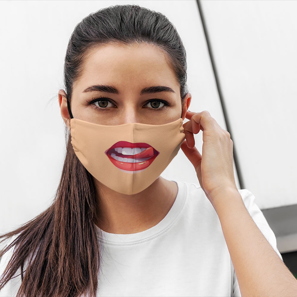 Khẩu trang vải in hình Sexy Lips_3707 CARTWELL vải poly cotton 100% ngăn bụi kháng khuẩn bảo vệ toàn diện cho bạn