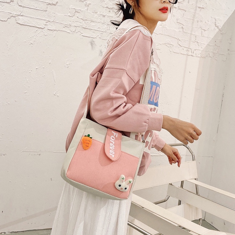 Túi Đeo Chéo Canvas Vuông Nhỏ Dễ Thương Cho Bé Gái