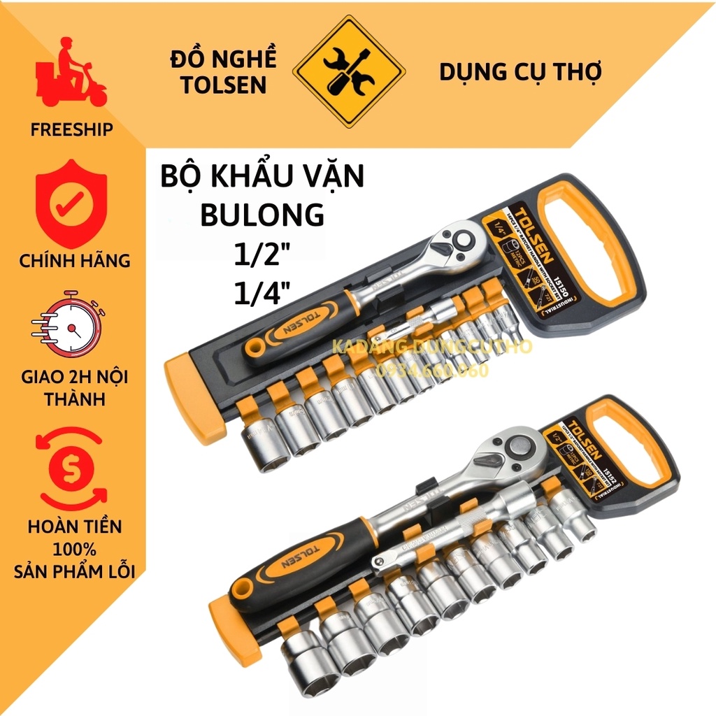 bộ đầu típ khẩu đa năng tự động 1/4" và 1/2" 14 món 15150 14pcs ratchet handle with sockets set