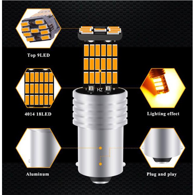 1PCS LED light KEVANLY T15 1156 1157 T20 45SMD DC12V