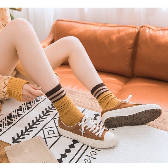 Tất cổ cao Bivota vớ nữ cao cổ dài len gân vintage Hàn Quốc cực xinh T55