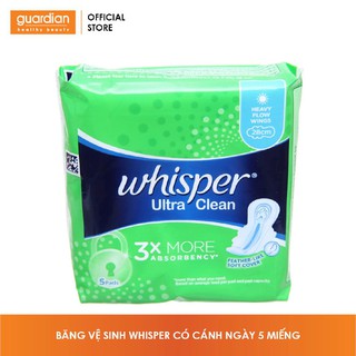 Băng vệ sinh siêu mỏng có cánh cho ngày nhiều ultra 28cm whisper gói 5 - ảnh sản phẩm 2