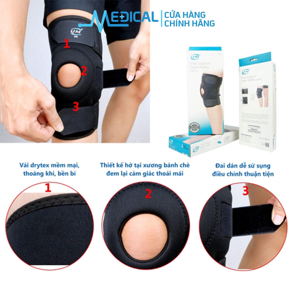 Bó gối đai dán không nẹp Drytex United Medicare F08 màu đen - MEDICAL