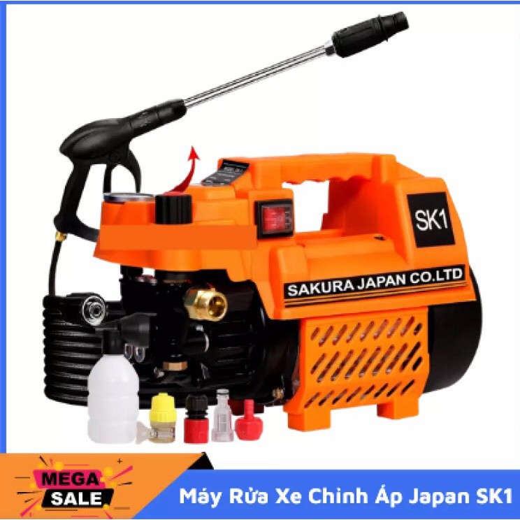 Máy Bơm Rửa Xe Chỉnh Áp SAKURA.JAPAN .SK1. Công Suất 2400W. Có chỉnh áp trên thân máy. Máy xịt rửa xe máy. Ôtô. Máy lạnh