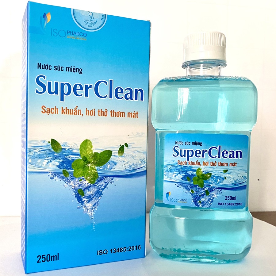 Nước súc miệng chứa Chlorhexidine 0.12% với Nano Bạc SUPPER CLEAN - Kháng khuẩn mạnh, Sảng khoái với hương Bạc Hà.