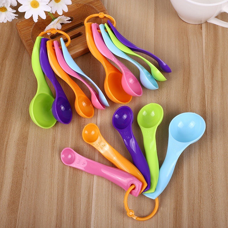 Bộ muỗng đong nhiều màu, thìa đong 5 cái nhiều màu - melamine phíp Measuring Spoons