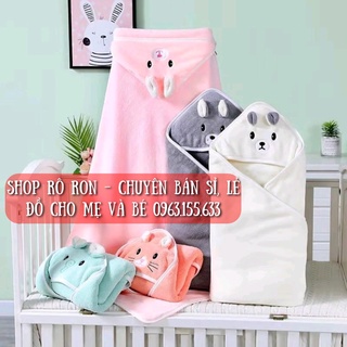 CHĂN Ủ CHOÀNG BĂNG NHUNG HÌNH THÚ CÓ MŨ