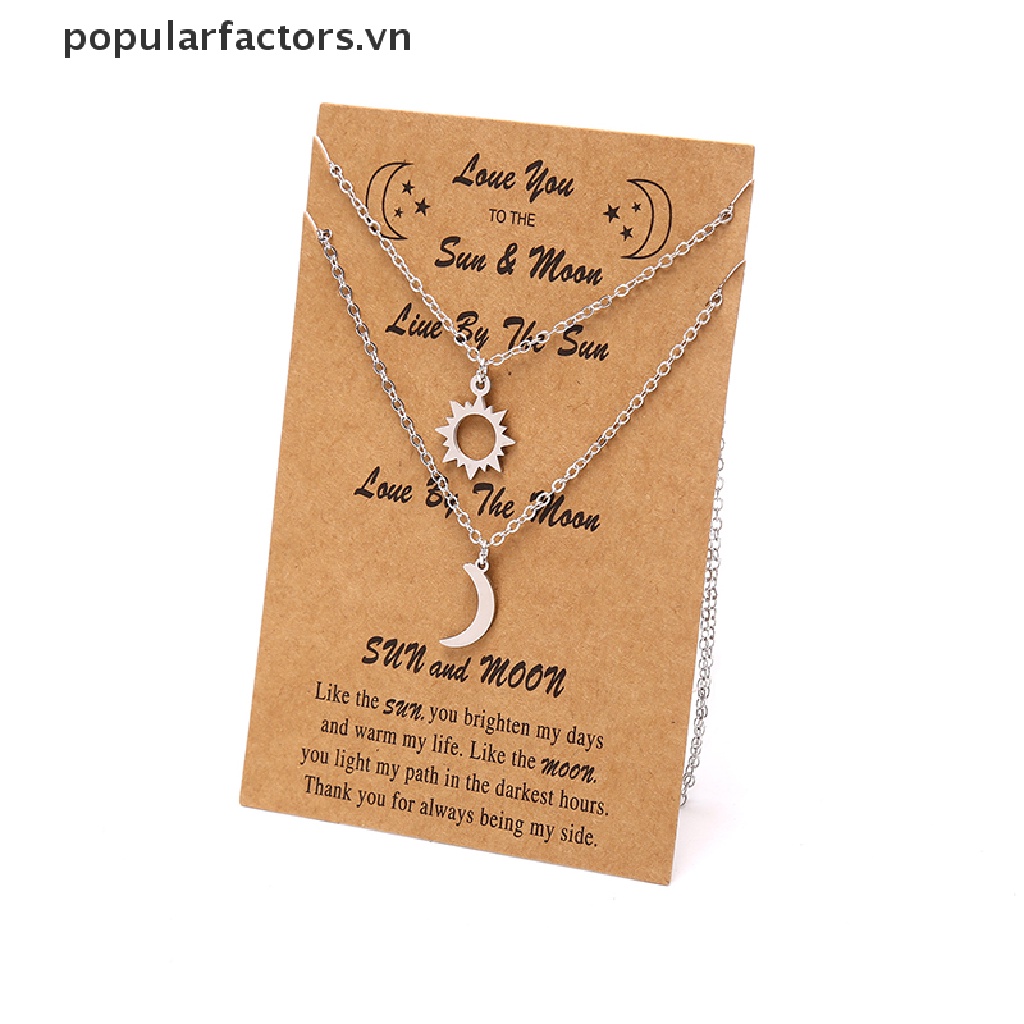 Set 2 Vòng cổ Mặt Trăng Mặt Trời Bằng Thép Không Gỉ Cho Cặp Đôi