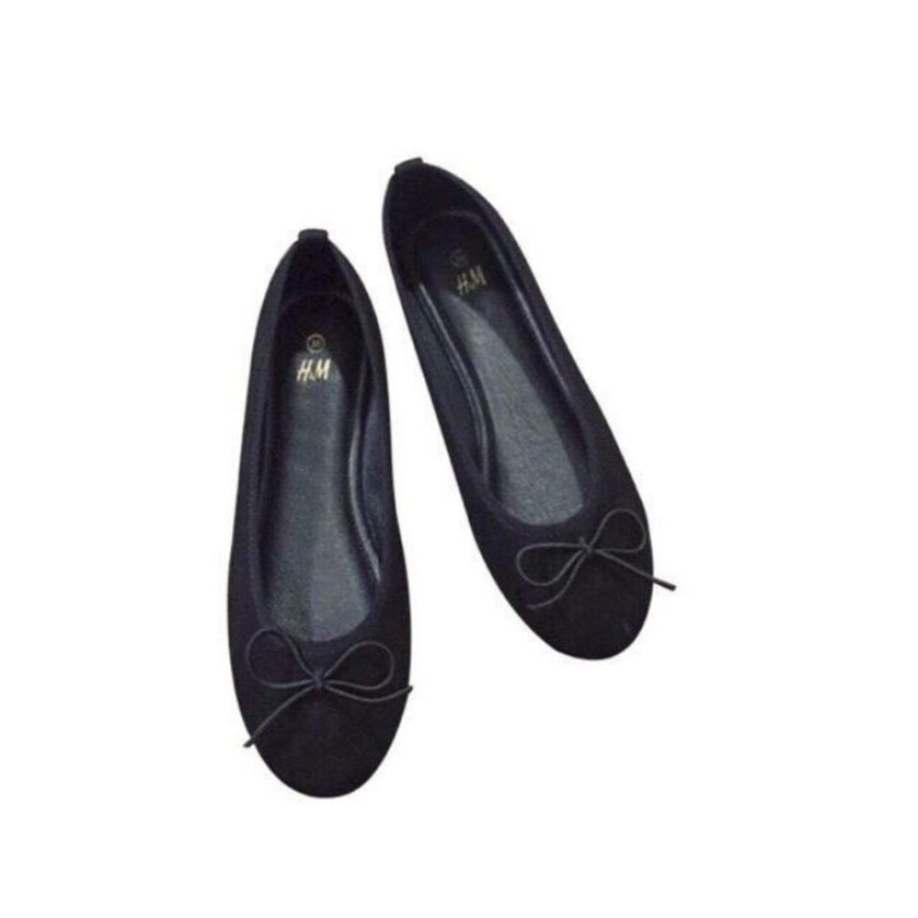 Giày Búp Bê Nữ Đế Bằng Mũi Tròn Dây Nơ Đen Trơn Siêu Xinh - Giày Đế Bệt Nhung Bít Mũi Phong Cách Đơn Giản - BB - G010