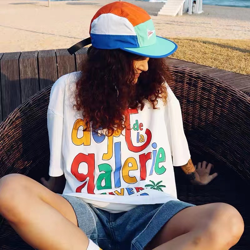 GALLERY DEPT Ouyang Nana with the same rainbow graffiti print letter couple loose casual T-shirt