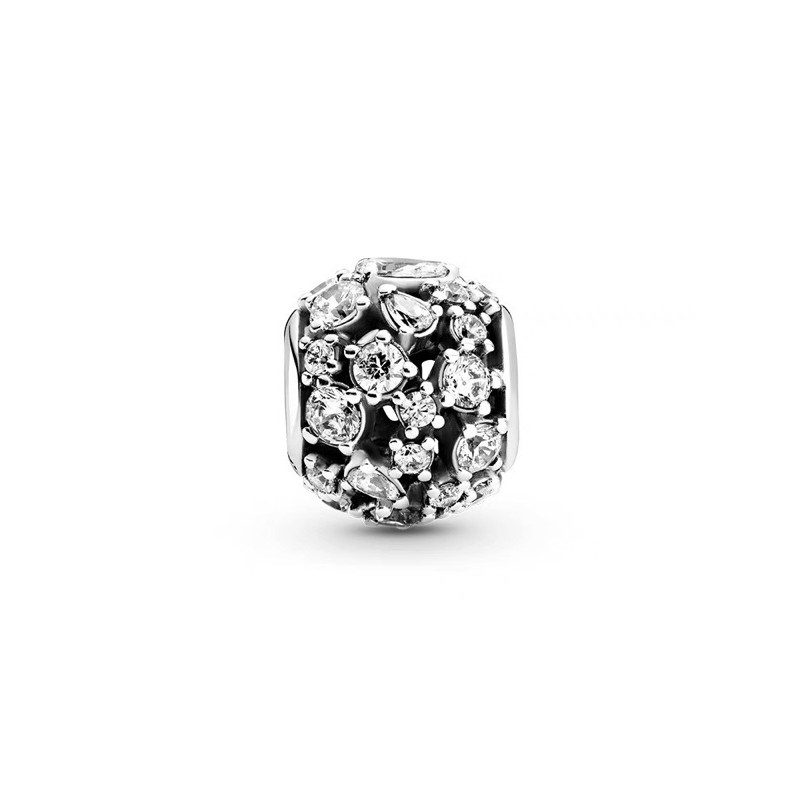 charm pan hoa tuyết đính đá trắng bạc s925 cao cấp