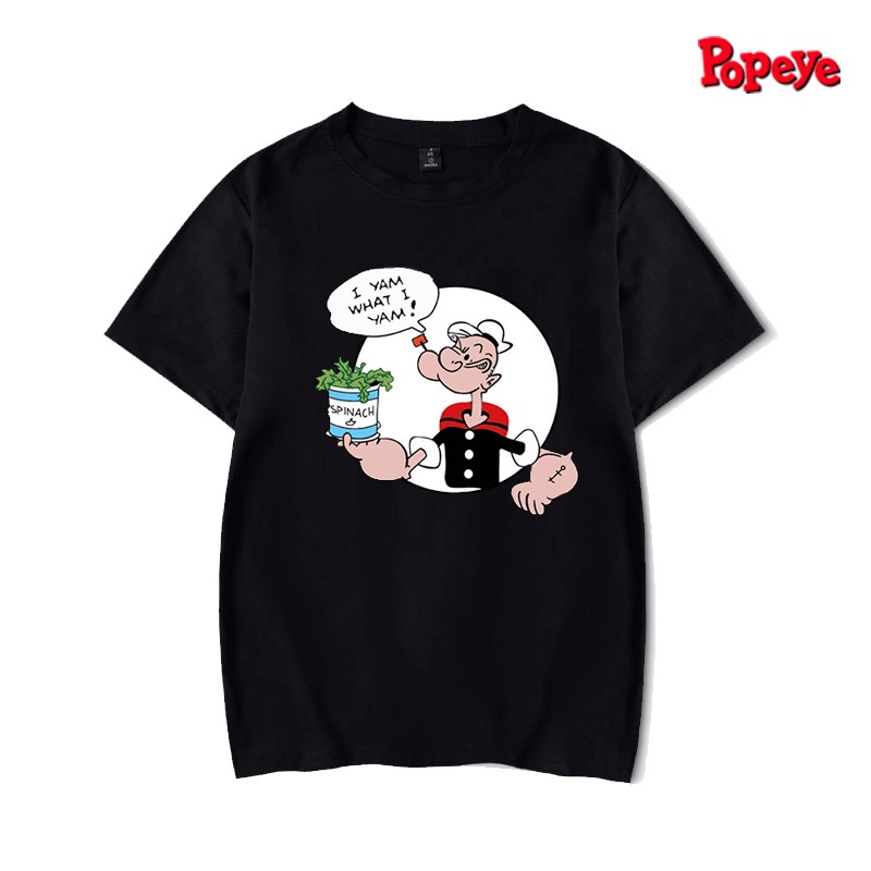 Áo Thun Tay Ngắn Cổ Tròn In Hình Thủy Thủ Popeye Vigorous Eat Spinach Thời Trang Cho Cặp Đôi