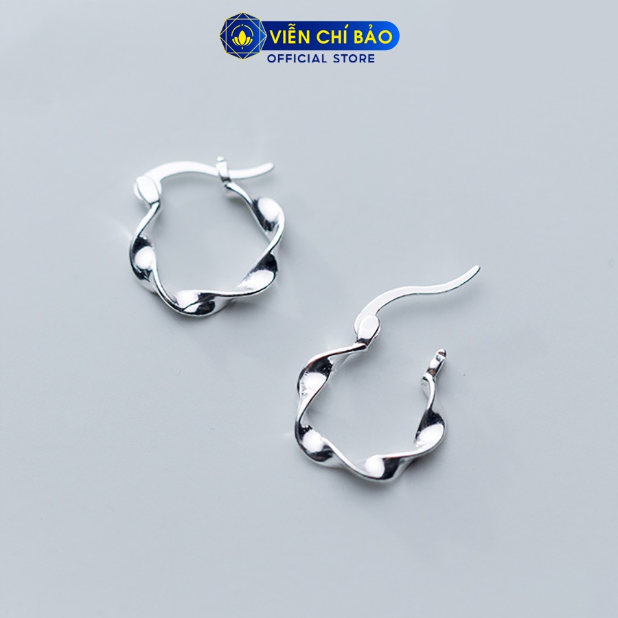 Bông tai bạc nữ khóa tròn xoắn sóng chất liệu bạc 925 thời trang phụ kiện trang sức Viễn Chí Bảo B400775