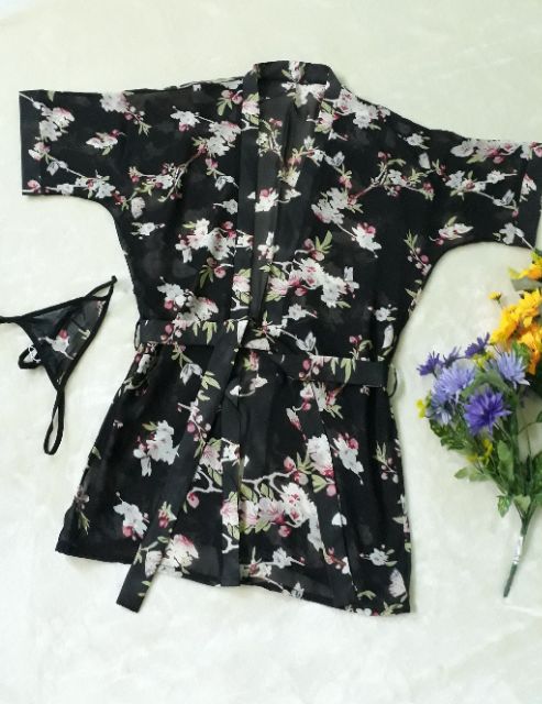 Áo choàng ngủ voan kèm dây thắt lưng | BigBuy360 - bigbuy360.vn