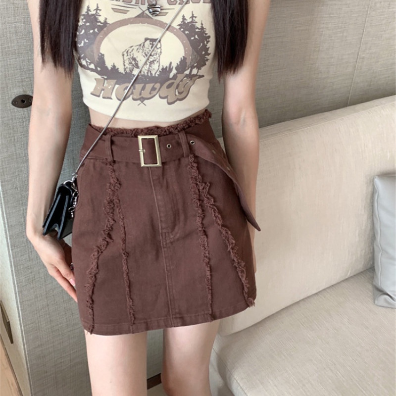 Chân Váy Denim Lưng Cao Thời Trang Mùa Hè