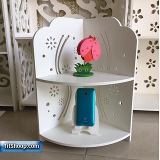 Kệ góc tam giác 2 tầng để mỹ phẩm trên bàn nhà tắm bằng gỗ nhựa chống nước