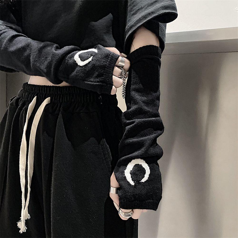 Găng Tay Hở Ngón Giữ Ấm Phong Cách Gothic Đường Phố Cho Nữ