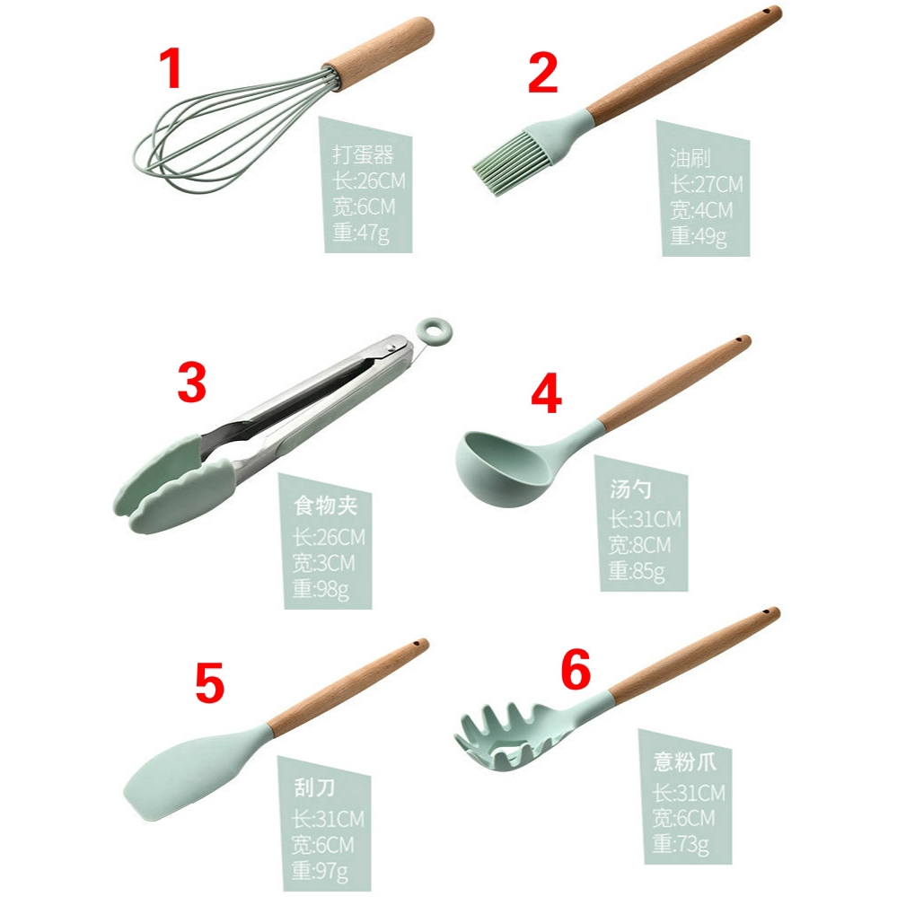 Thìa Silicone Cán Gỗ Chống Dính