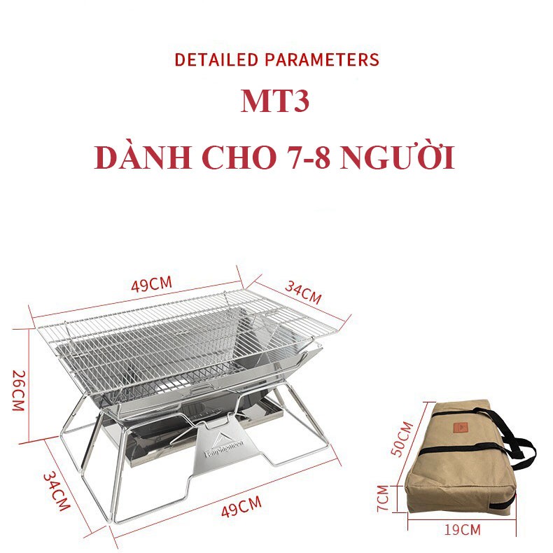 Bếp nướng BBQ than hoa dã ngoại Campingmoon MT3 8-10 người