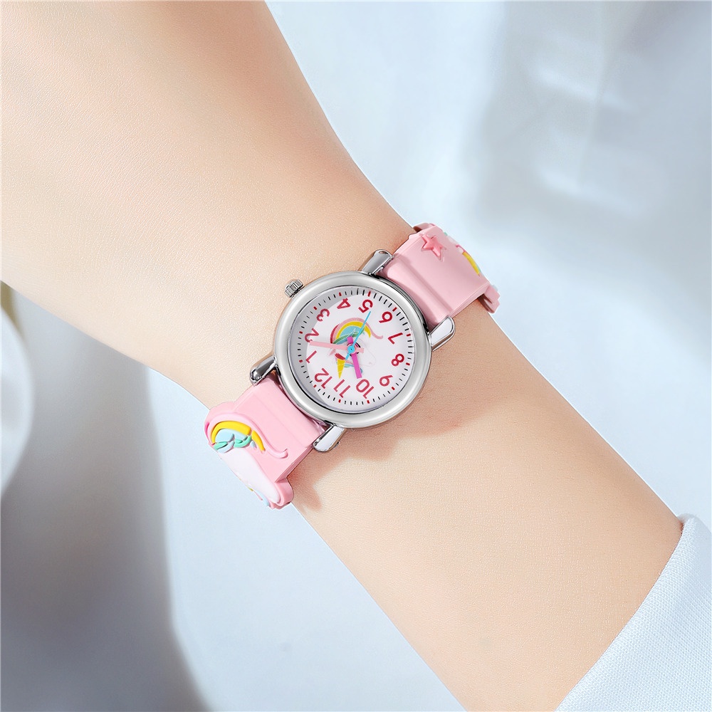 Đồng hồ thời trang trẻ em bé gái dây silicon hình kì lân siêu dễ thương PKHRTE023