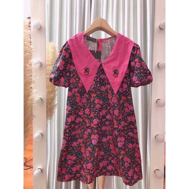 [Mã FATHANG5 giảm 10K đơn 50K] Đầm hoa dáng xoè đính cherry dễ thương🌸 Ảnh thật | BigBuy360 - bigbuy360.vn