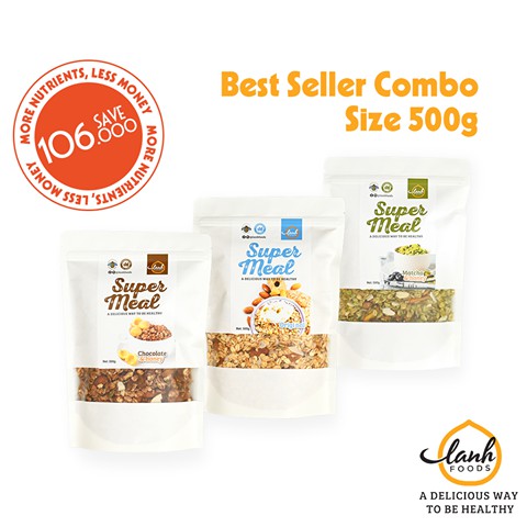 ⚡Deal sốc⚡Combo Super Granola 500g thực đơn cho 30 bữa sáng ngon khỏe