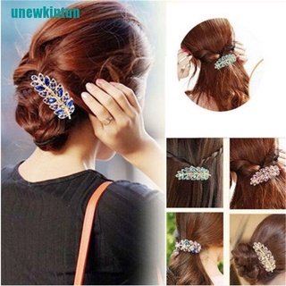 U●Kẹp Tóc Hình Chiếc Lá Đính Hạt Lấp Lánh