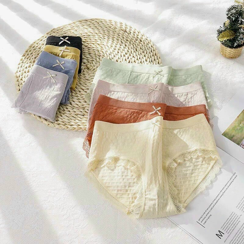 QUẦN LÓT ĐÍNH NƠ COTTON NHĂN CAO CẤP