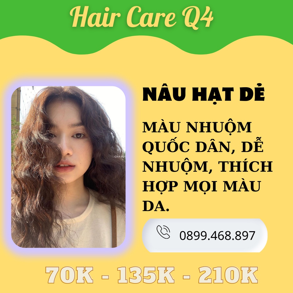 Thuốc nhuộm tóc thảo dược màu nâu vàng nhạt, Nâu hạt dẻ không tẩy ( tông  vàng ) - Hair CAre Q4