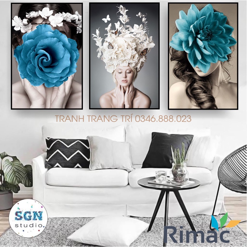 Bộ 3 tranh SPA PHUN XĂM THẨM MỸ KT 40x60 Giá xưởng