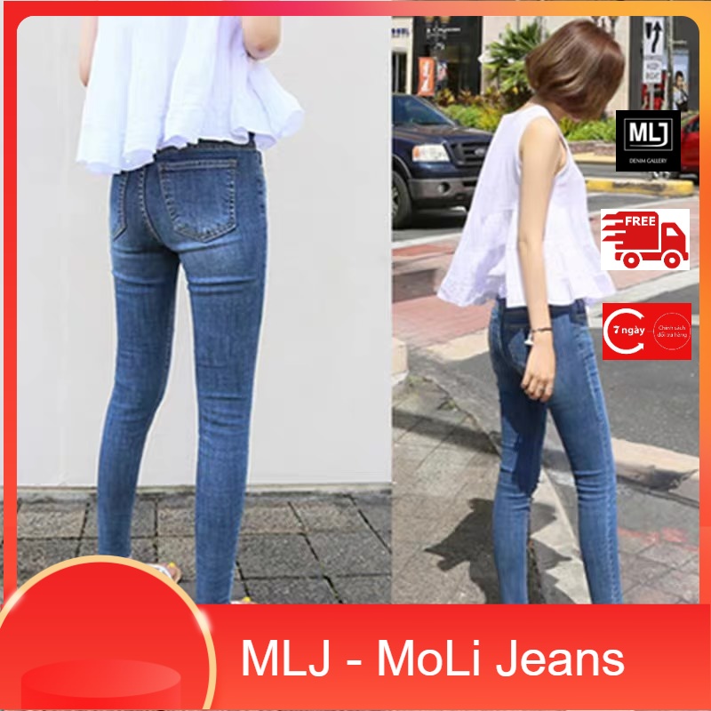 Quần jean 9 tấc đơn giản BIGSIZE lưng cao, co dãn mạnh, màu xanh truyền thống 3874