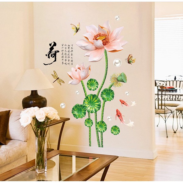 Decal trang trí tường Hoa Sen nỏ hồng nhạt