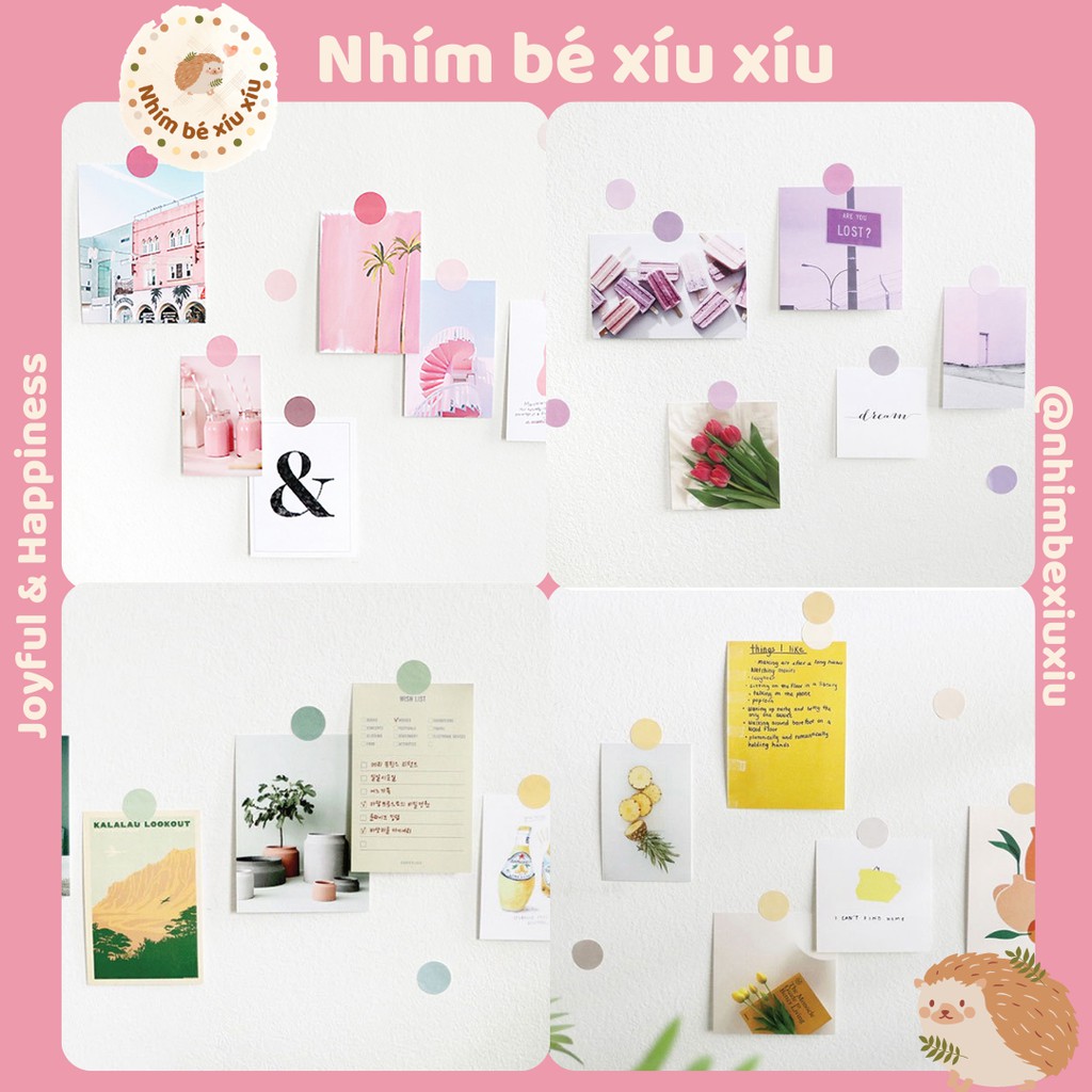 Set 4 tấm sticker ô vuông/chấm tròn trang trí sổ tay, đánh dấu trang Color Pallete VT80