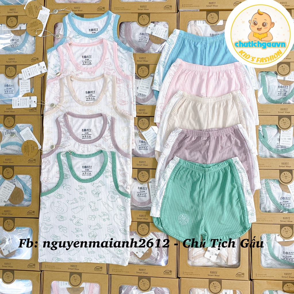 Bộ quần áo ba lỗ cho bé hãng Hrnee