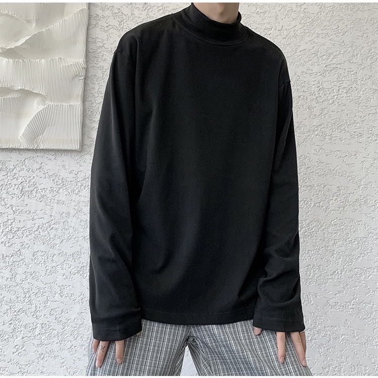 Áo nỉ nam dài tay cổ lọ, Áo sweater nam nữ dáng rộng phong cách Hàn Quốc mã AT-003