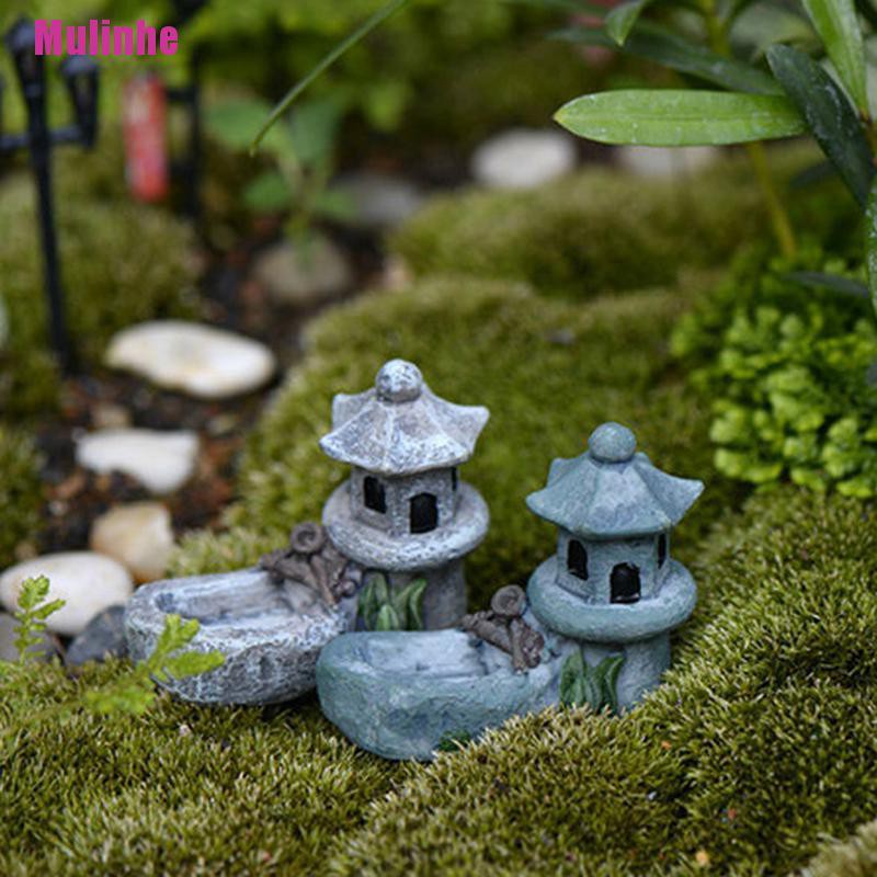 Mô Hình Tháp Ao mini Bằng Nhựa Resin Dùng Trang Trí Vườn DIY