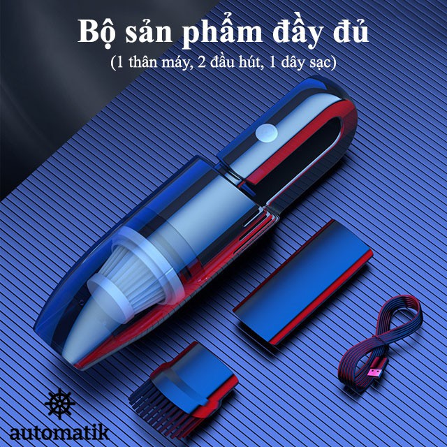 Máy Hút Bụi Ô Tô Không Dây Mini Cầm Tay cho Xe Hơi, Gia đình tặng kèm lõi lọc và túi M03 - Automatik | BigBuy360 - bigbuy360.vn
