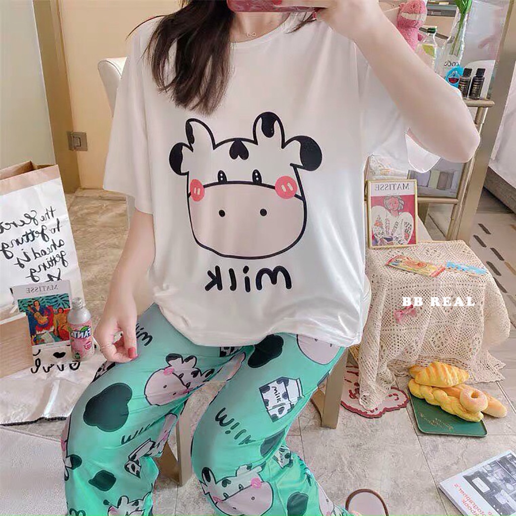 Đồ Bộ Mặc ở Nhà Bộ Đồ Ngủ Nữ Quần Dài Pijama Thun Lạnh Đẹp [CODE 29-32] Freesize Từ 45-55Kg - BB REAL | BigBuy360 - bigbuy360.vn