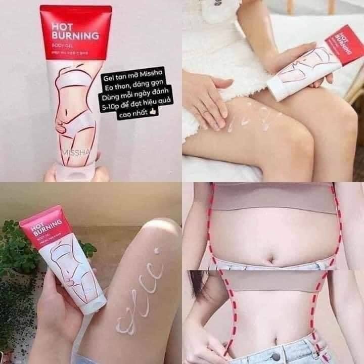 Kem Tan Mỡ Bụng Missha Hot Burning Perfect Body Gel 200ml Hàn Quốc, Gel Massage Giảm Thon Gọn Eo đùi bắp tay