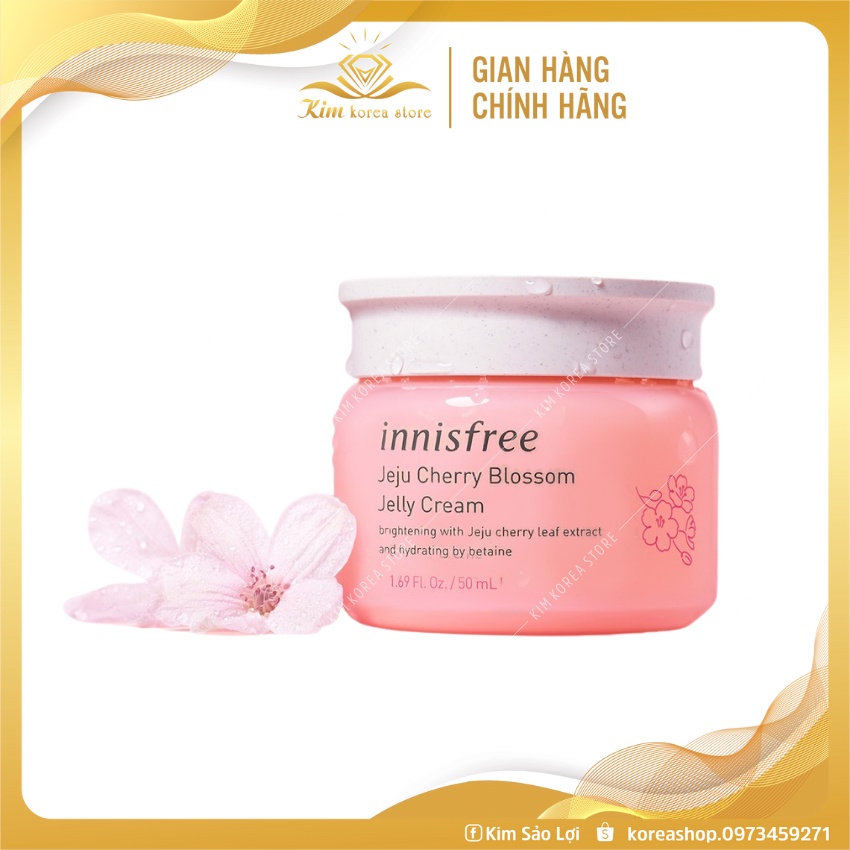 Kem dưỡng ẩm Innisfre cấp ẩm, siêu căng bóng, chống lão hóa  chiết xuất hoa anh đào Innisfree Jeju Cherry Blossom cream