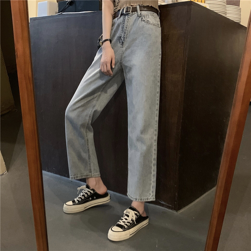Quần jeans PEPPERMINT 40791 dáng lửng cạp cao ống suông thời trang