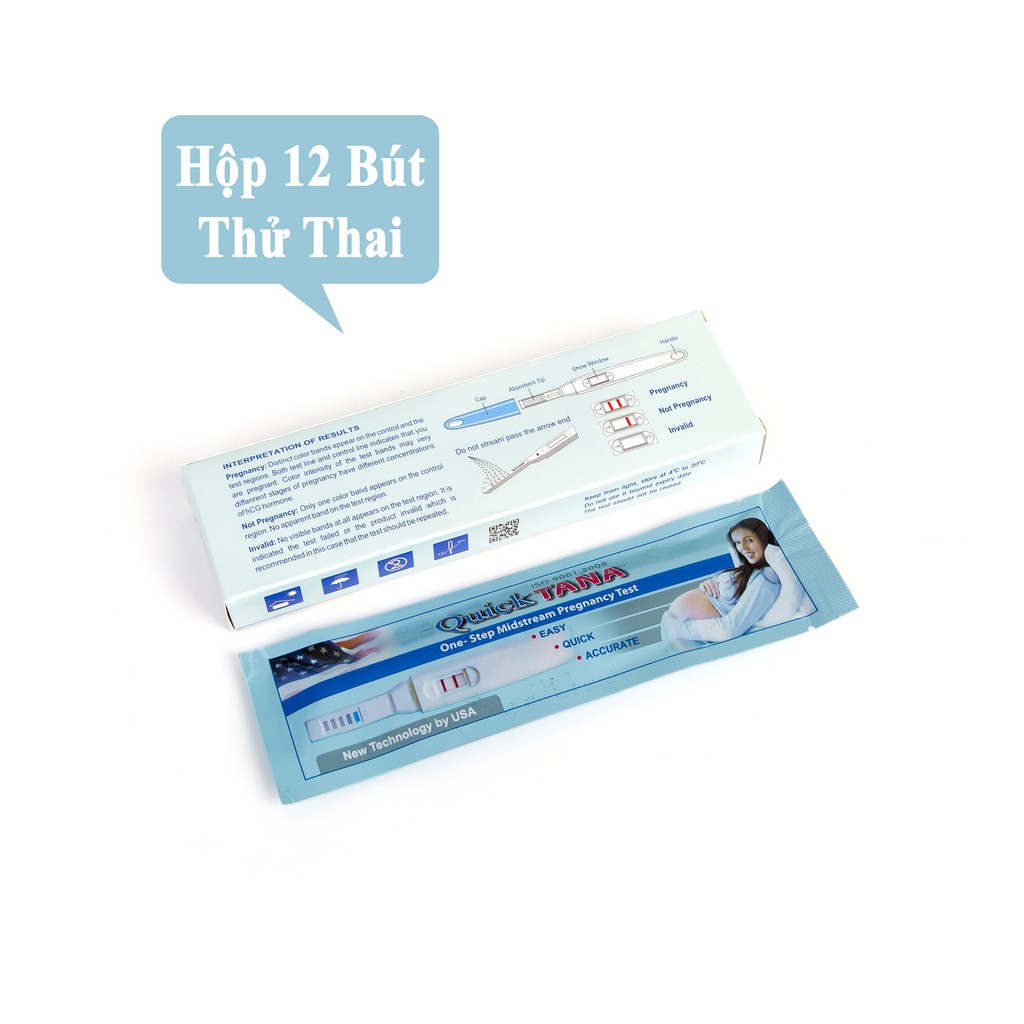 Hộp 12 bút thử thai Quicktana cho kết quả chính xác