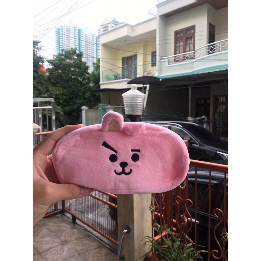 Bóp Viết Vải In Hình Bt21 Dễ Thương Giá Đỡ