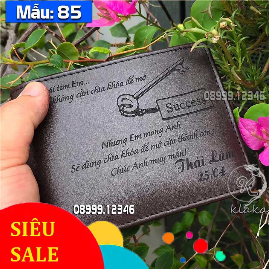 Ví nam chất da bò khắc tên con giáp logo đẹp - KLAKA