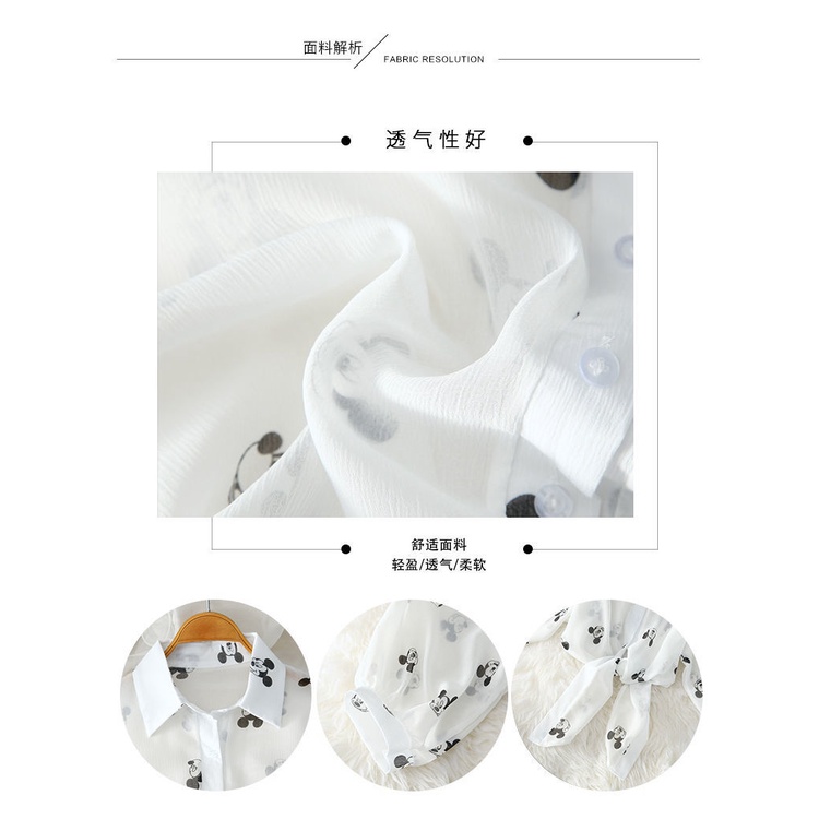 Áo Khoác Voan Mỏng Dáng Rộng In Họa Tiết Xinh Xắn Thời Trang Mùa Hè Cho Nữ