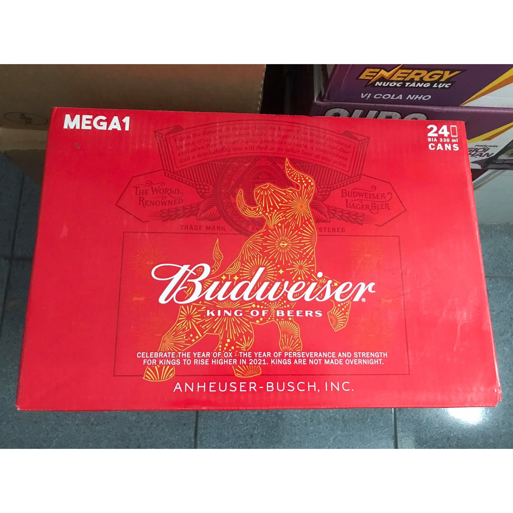 Bia Budweiser Thùng 24 Lon 330ml. Hsd 9/2021