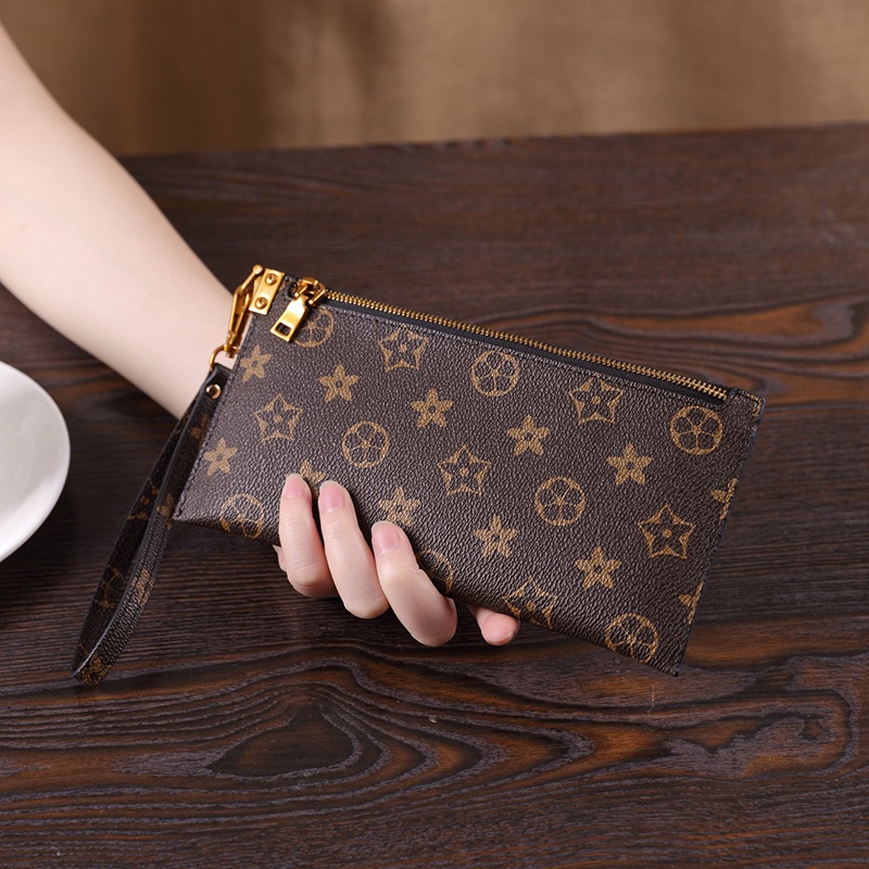 Ví Da Thật Dáng Dài Siêu Mỏng Có Khóa Kéo Phong Cách Âu Mỹ Thời Trang Cho Nữ